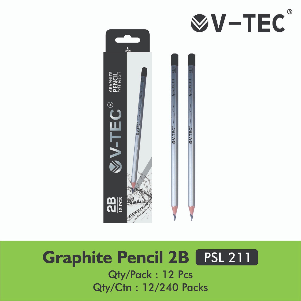 

(1 PACK 12 PCS) PENSIL 2B V-TEC PSL 211 / VTEC PSL211 PENCIL KAYU PENA ORIGINAL MENULIS GRAPHITE MENGGAMBAR SKET SKETCH ANAK ALAT TULIS SEKOLAH KULIAH ATK KANTOR STATIONERY MURAH / MITRA ABADI KATALOG JOGJA