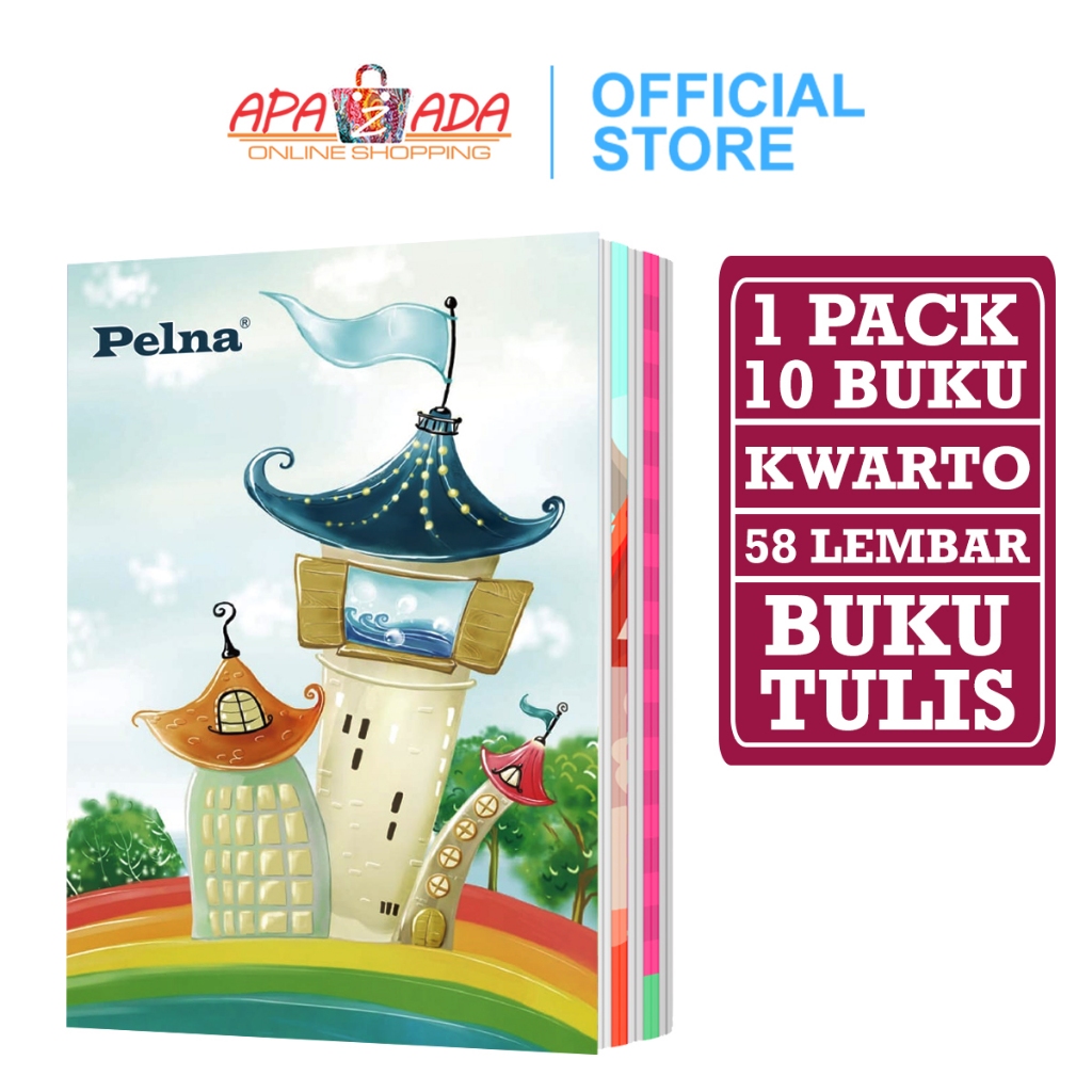 

Buku Tulis Kwarto 58 Lembar Murah [1 Pack - 10 Pcs Buku] / Buku Tulis Sekolah Pelna