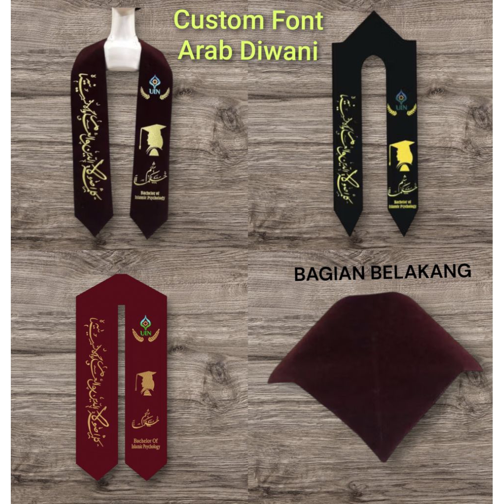 Selempang Wisuda desain Terbaru font ful arab diwani