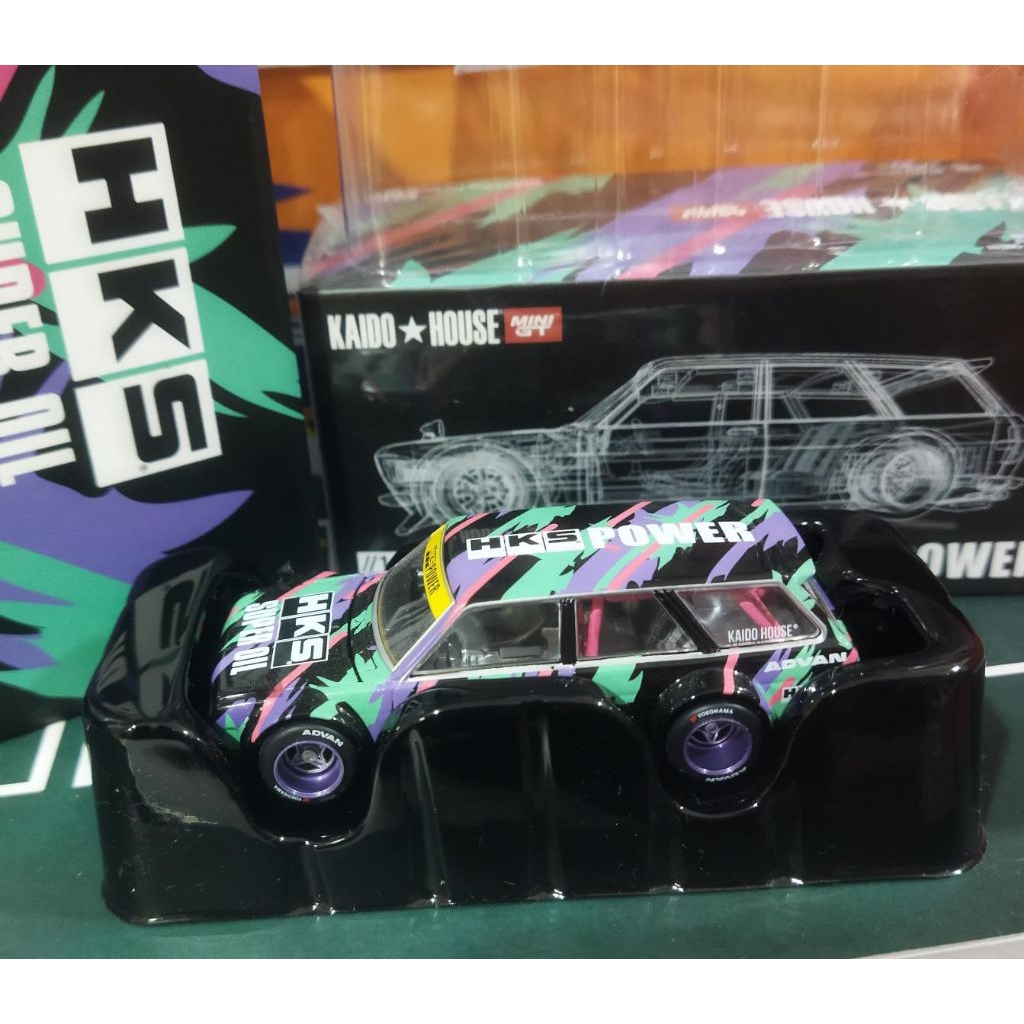 KAIDO HOUSE x Mini GT 144 DATSUN 510 WAGON HKS POWER V1 Bluebird Ceper Diecast 1/64 - Unsealed