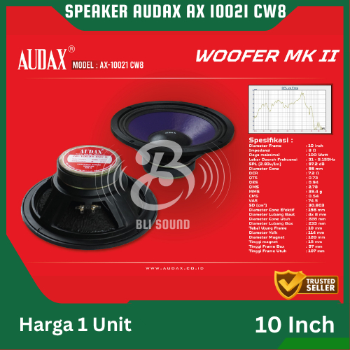 SPEAKER AUDAX AX 10021 CW8 10 INCH 10 IN FULL RANGE ORIGINAL AUDAX INDONESIA