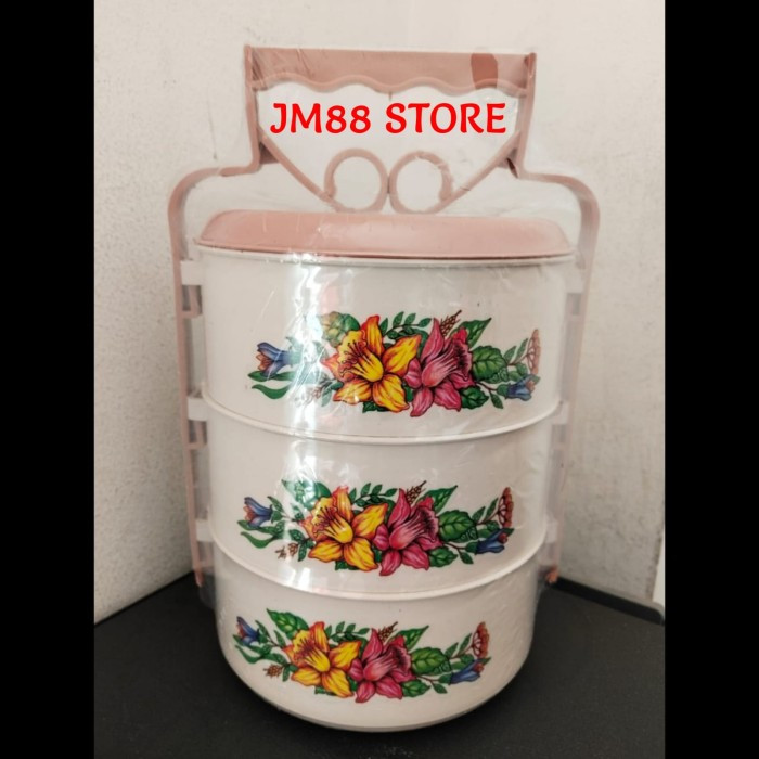 Rantang bulat plastik food grade / Rantang plastik 3 susun / Rantang plastik