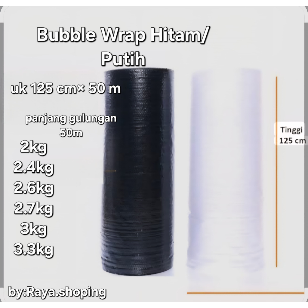 

Bubble wrap 125cm*50m, hitam& putiih