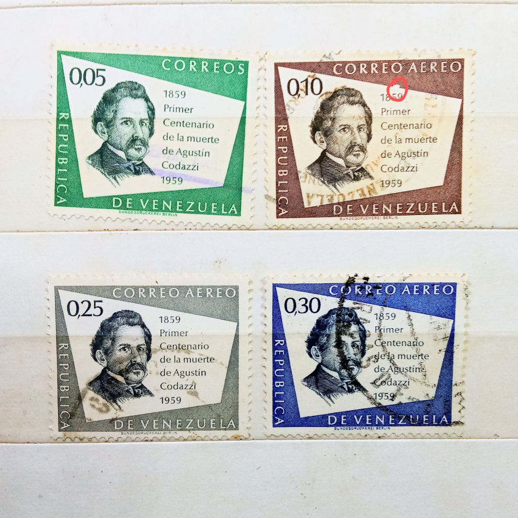 

Prangko Koleksi Filateli Venezuela 1959 Centenary of Agustin Codazzi Death