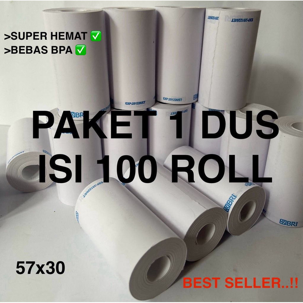 

MRH1 KERTAS THERMAL BRI 1 DUS 57x30 ( ISI 100 PCS ) MEREK RJ BEBAS BPA
