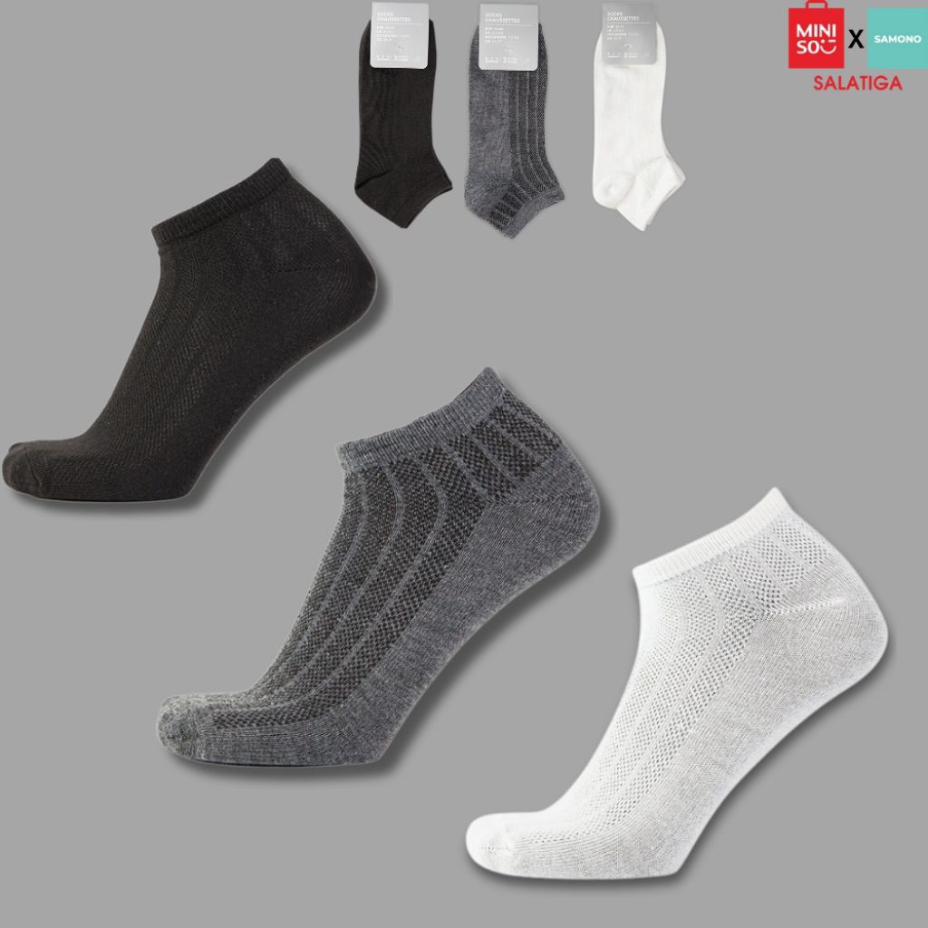 MINIS0 Breathable Mesh Men's Ankle Socks 3 Pairs