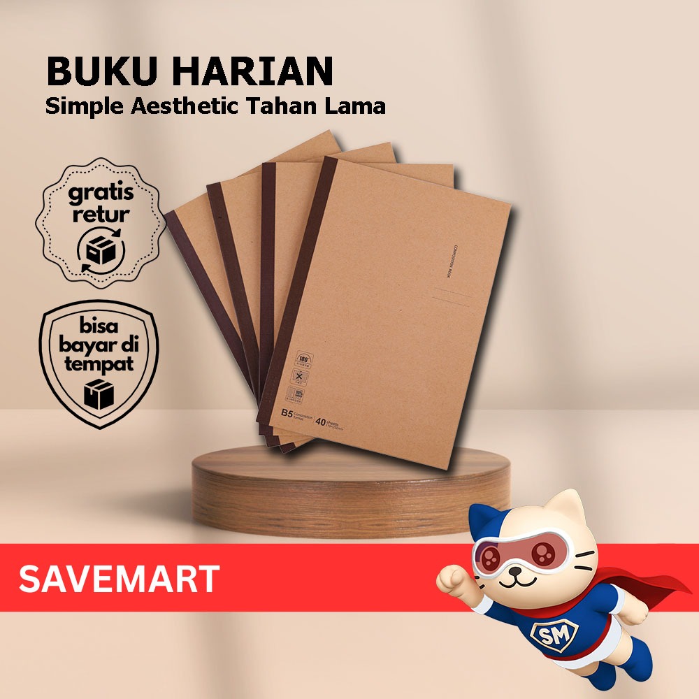 

Buku Catatan Harian Aesthetic Warna Natural Notebook Kraft Brown B5 Desain Minimalis Buku Harian Vintage