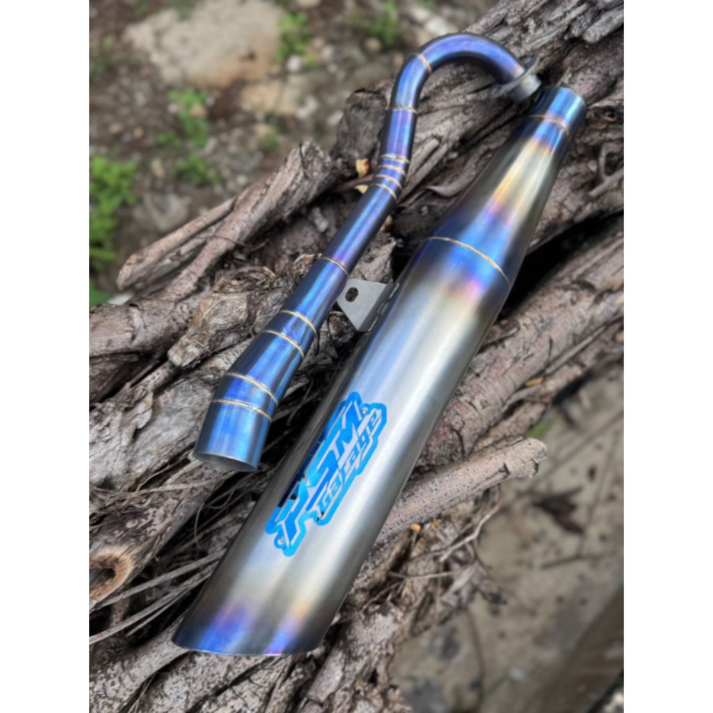 KNALPOT KHARISMA ALA TITANIUM INLET 50MM OUT 67MM PSM GARAGE KHARISMA WAVE 125 VIRAL TERBARU KNALPOT