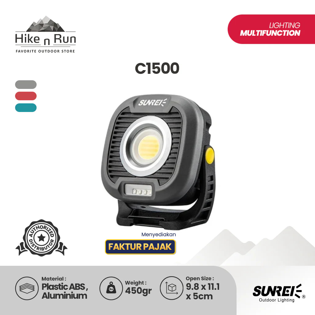Sunrei C1500 Lampu Mini Camping – Cahaya Terang 1500 Lumens