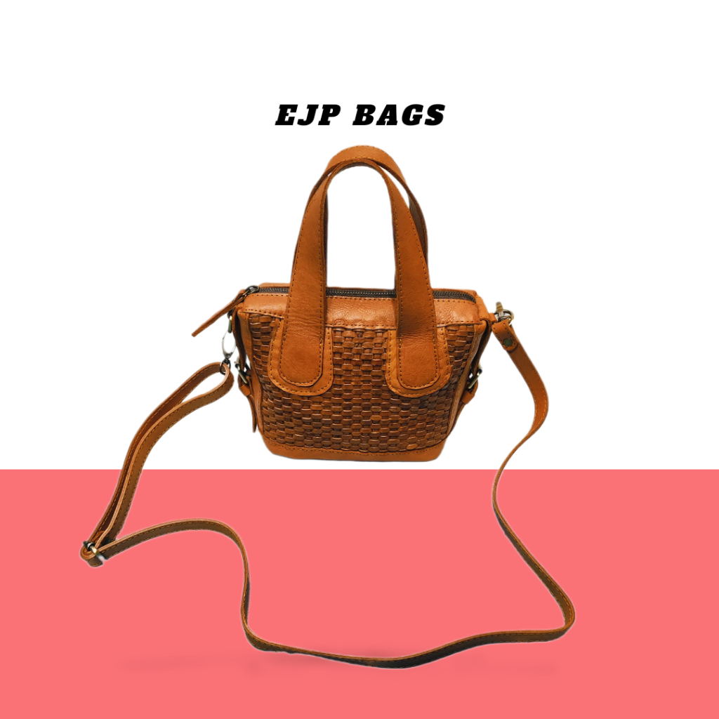 Tas Slempang Kulit Anyam