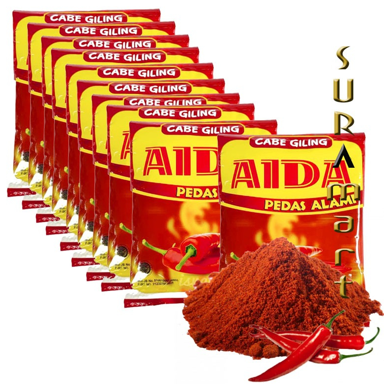 

(10pcs x 25gr) AIDA Cabe Bubuk Bumbu Tabur Pedas Bumbu Tabur Cabe Kering Spices Bahan Penyedap