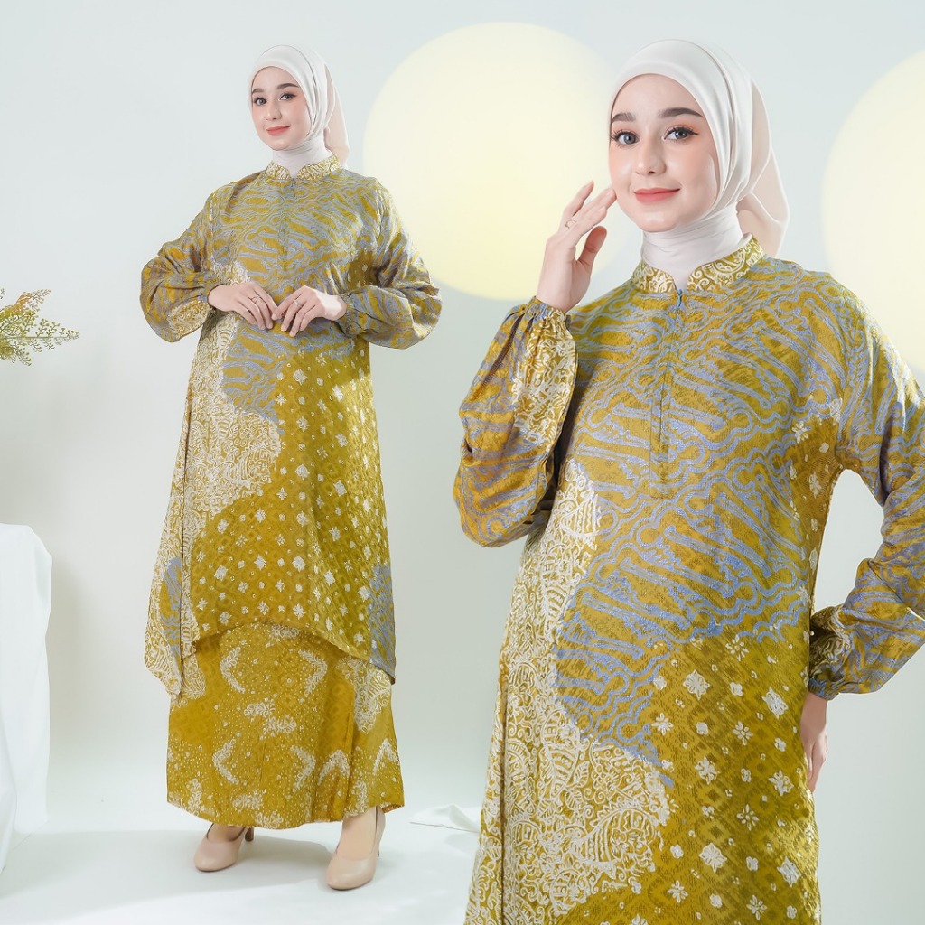 Set Batik Sutra Busui Gamis Busui Kekinian,Batik Kondangan Premium,Kebaya Wisuda Elegan,Setelan Musl