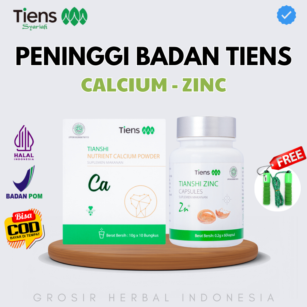 

TIENS Peninggi Badan Original Segel - Paket Susu Kalsium NHCP & Zinc Kapsul Ampuh Halal BPOM