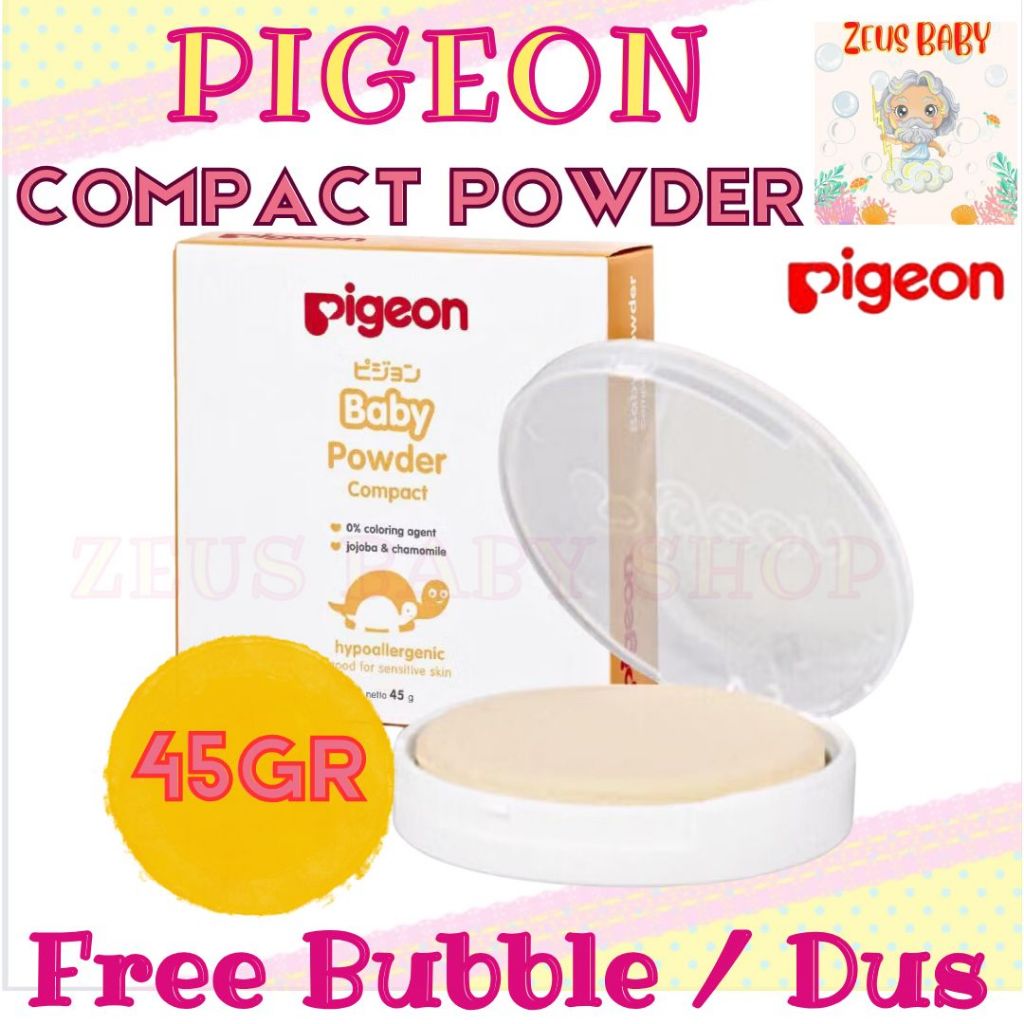 PIGEON Bedak Padat Bayi - Baby Compact Powder Cake Chamomile White 45 Gr - Paraben Free