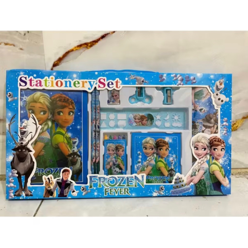 

Set alat tulis lengkap pensil penggaris buku crayon karakter disney