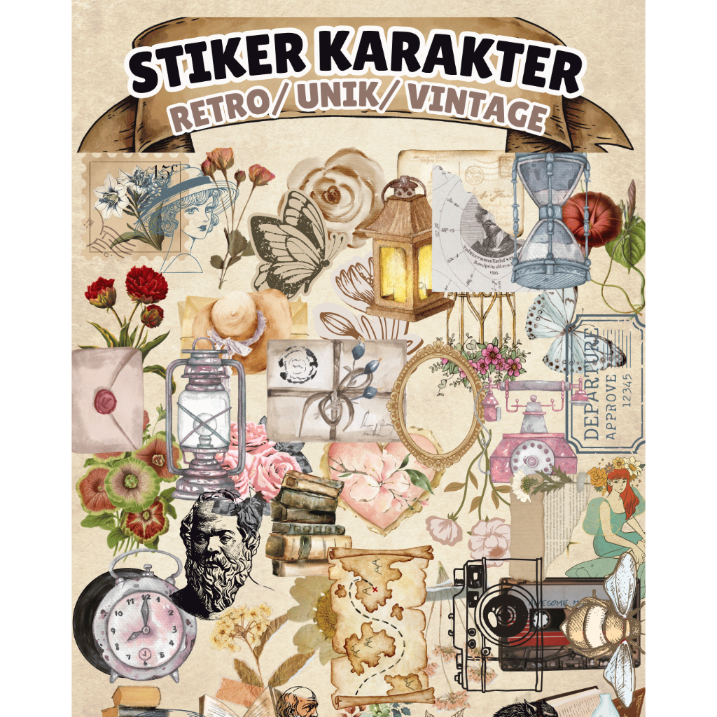 

(COD) Stiker Vintage Retro Jadul Unik Lucu | Stiker Estetik Murah Lucu | Hiasa Dekorasi Buku Casing Helm
