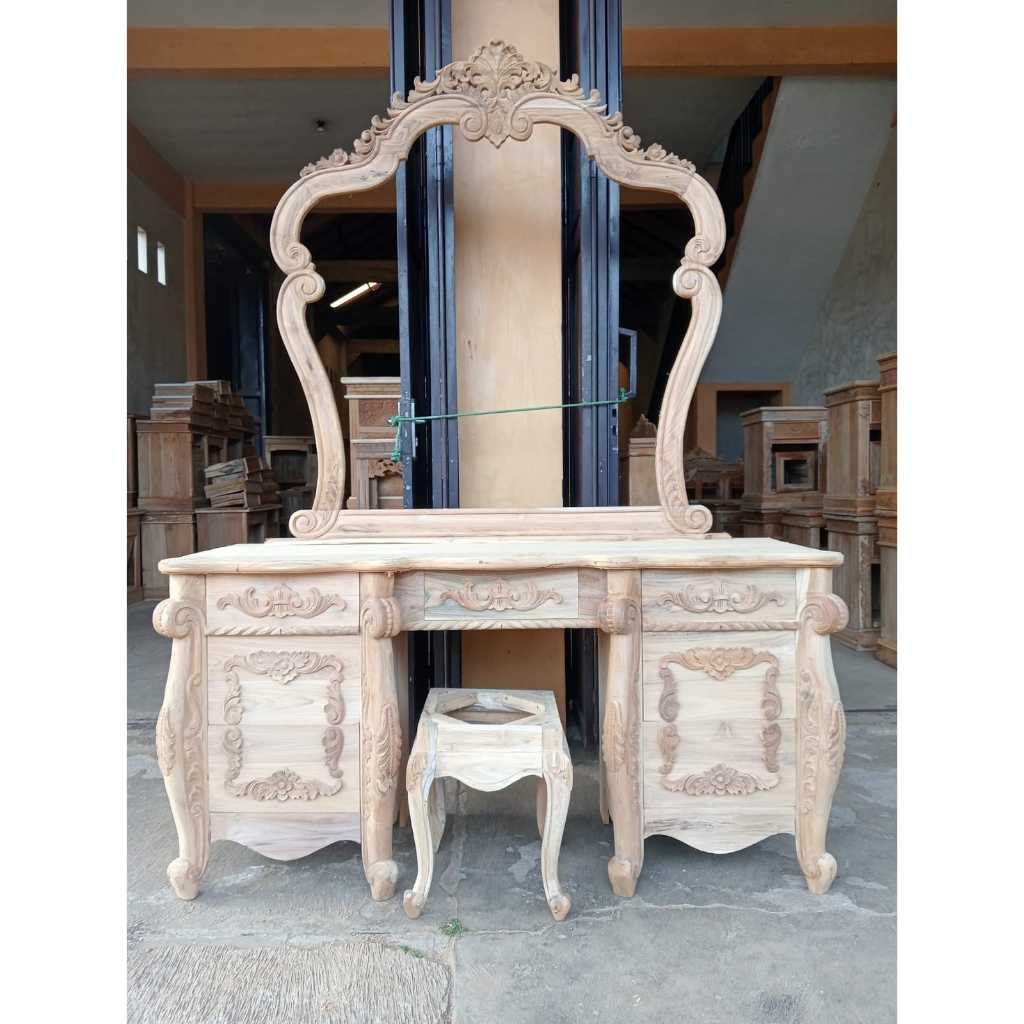 Meja Rias ukir Kuda Laut Luxury kayu jati