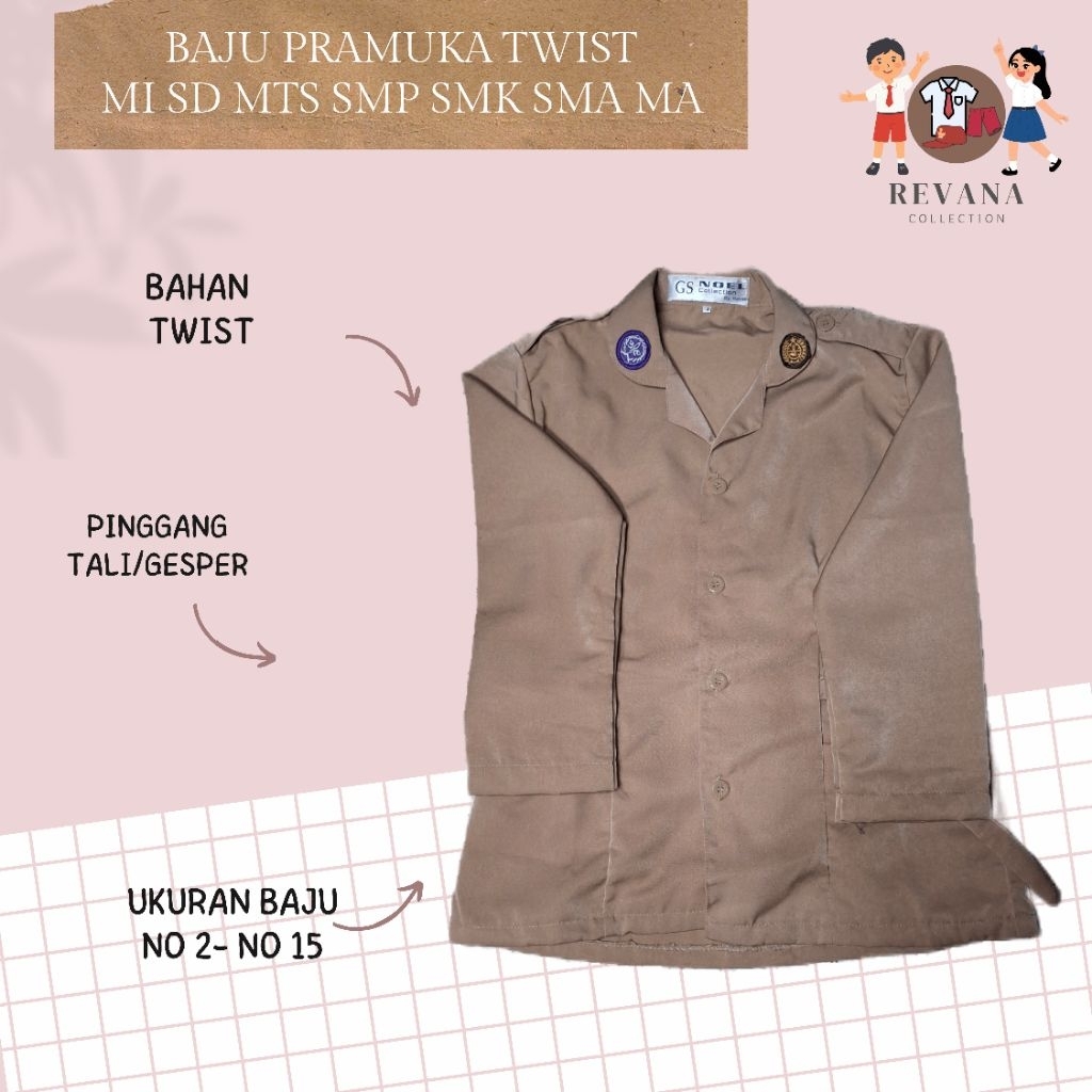 seragam sekolah baju pramuka bahan twist/licin