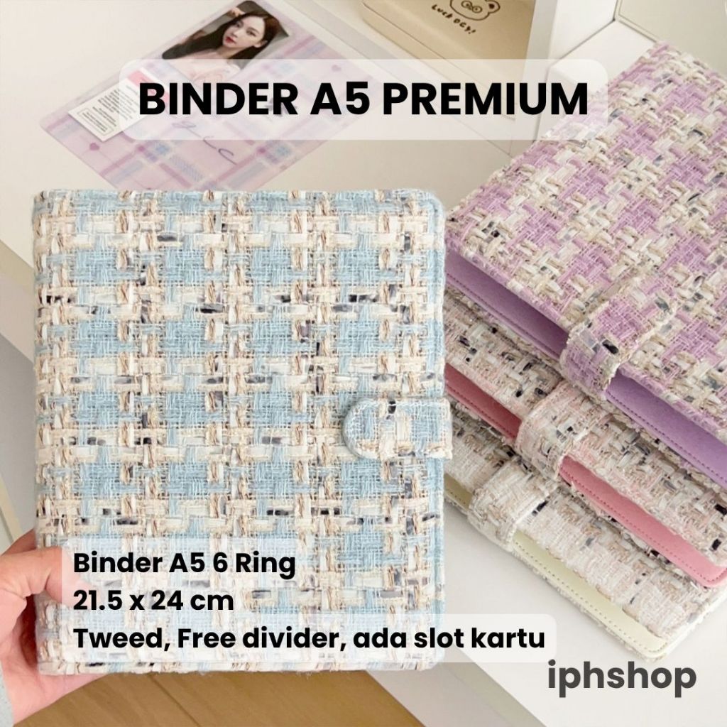 iphshop Binder Premium Tweed A5 6 Rings Free 2 Divider Album Photocard Foto 3R | Coquette School Stu