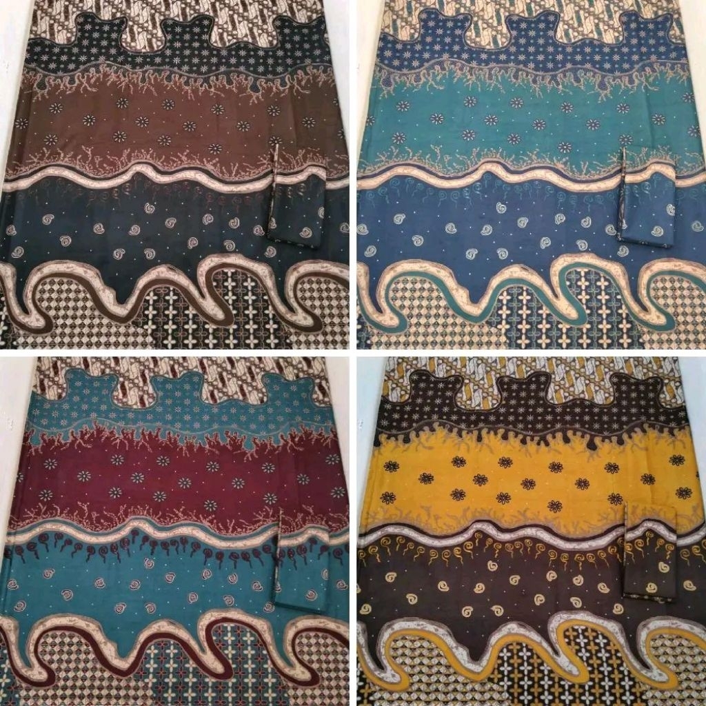 Kain Batik Katun Pekalongan Motif Ombak Warna Coklat Mahogany Kain Halus Adem Seragam Motif Terbaru