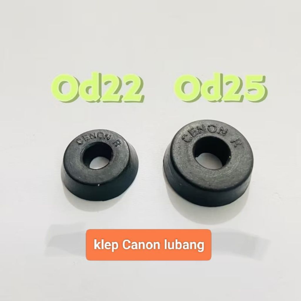 klep lubang canon karet bolong canon hitam od 22 kecil dan od 25 besar / karet pompa angin