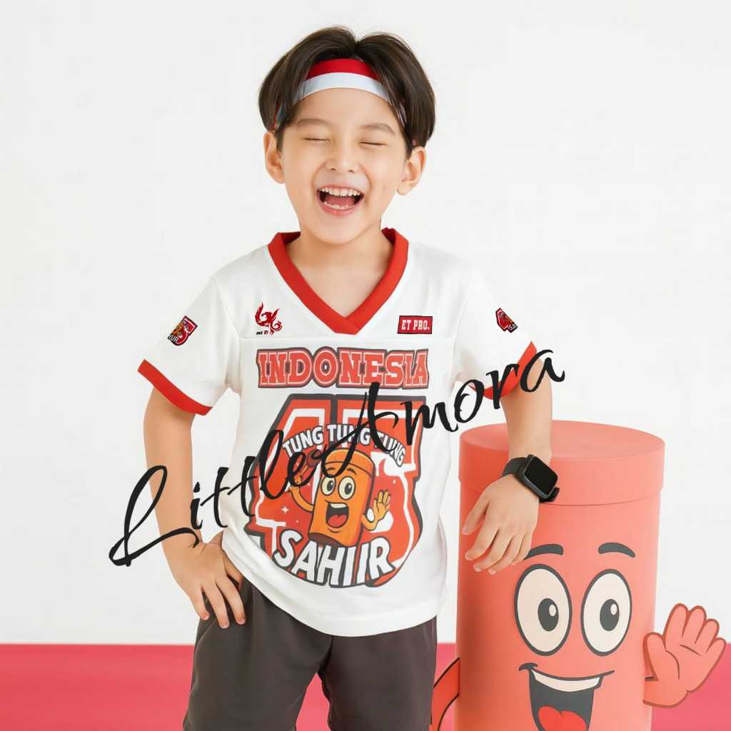 Baju Anak Edisi Kemerdekaan Indonesia Motif Tung Tung Sahur 45 Usia 3-12 Tahun