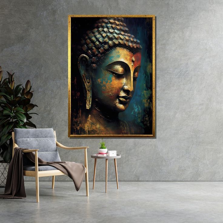 lukisan budha aesthetic,lukisan kanvas,lukisan dinding,hiasan dinding rumah