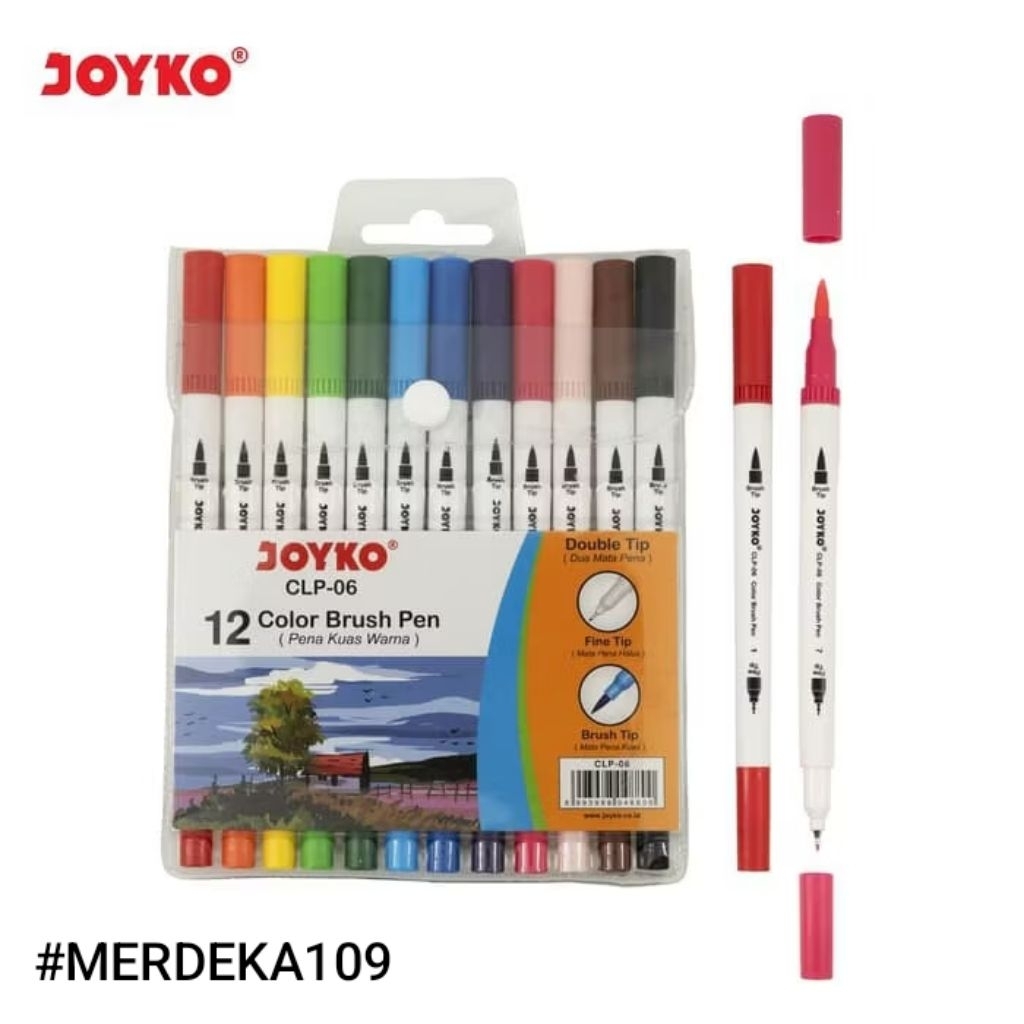 

COLOR BRUSH PEN / Pena Kuas Warna Joyko PLT-06 12 Warna Color