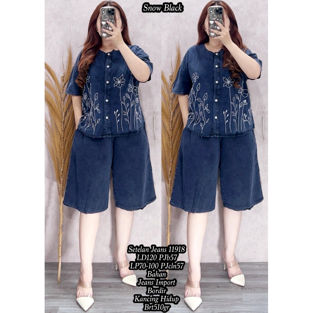 FER 11918 / ASD 97967 SETELAN JEANS LD 120CM IMPORT / SET JEANS JUMBO WANITA / READY / REALPICT