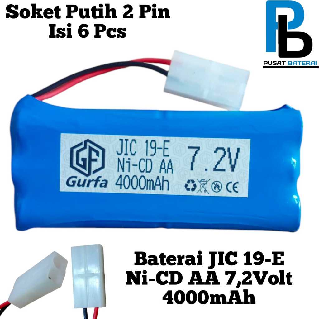 Baterai Rakit Mobil RC Tipe 6X JIC 19-E Ni-CD AA 7,2Volt-4000mAh