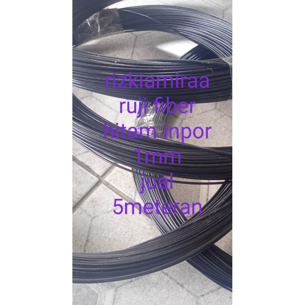 ruji fiber hitam inpor 1mm1.3mm1.8mm 2.5mm jual 5meteran rol