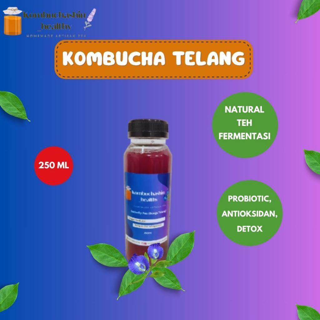 

KOMBUCHA BUNGA TELANG 250ML Minuman Probiotik Baik Untuk Kesehatan Pencernaan