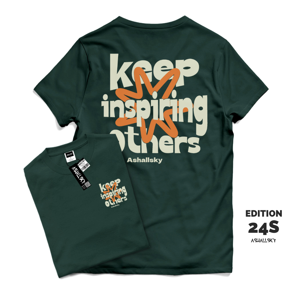 Ashall.Sky Kaos Distro 24s Pria Wanita Unisex Reguler Fit Hijau Botol Keep isnpiring Other