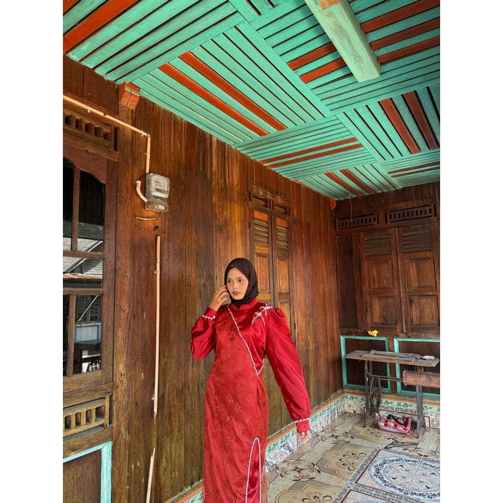 termurahDres belah dada payet mutiara, gamis kondangan brismaid baju pesta