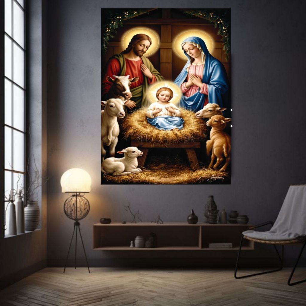 hiasan dinding BUNDA MARIA DAN TUHAN YESUS,extra jumbo,poster cetak,lukisan cetak,tanpa bingkai,kual