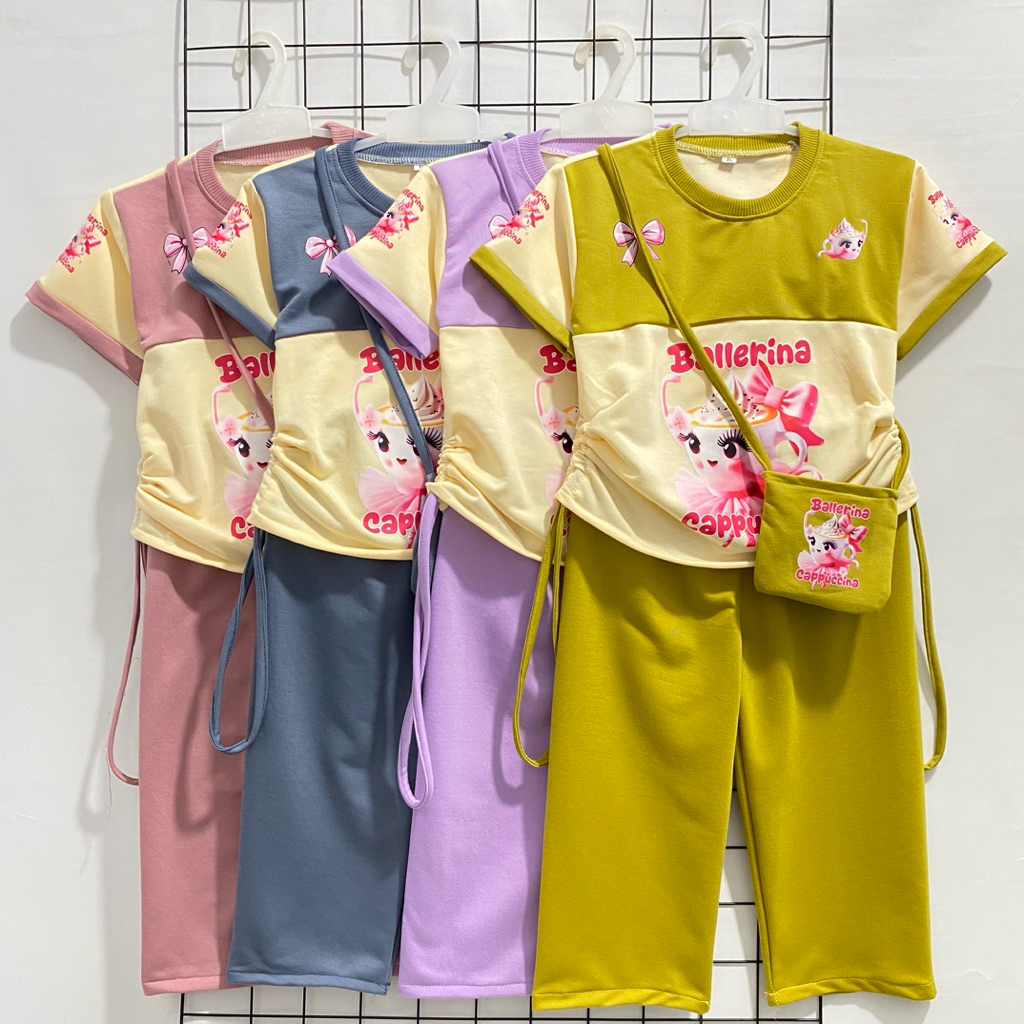 ONE SET ANAK PEREMPUAN II SETELAN ANOMALI KEKINIAN FREE TAS 1-8 TAHUN BAHAN BABY TERY