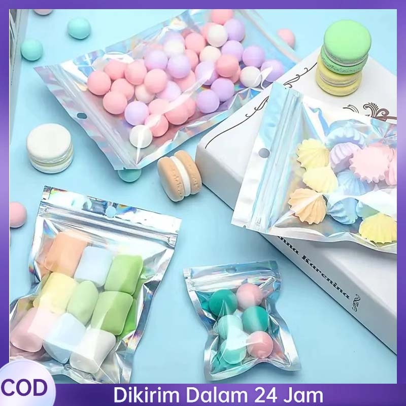 

50pcs Plastik Klip Aksesoris Flat Warna Pastel Macaron Photocard & Fancy Plastik Ziplock Hologram Foil Plastik Klip Aksesoris