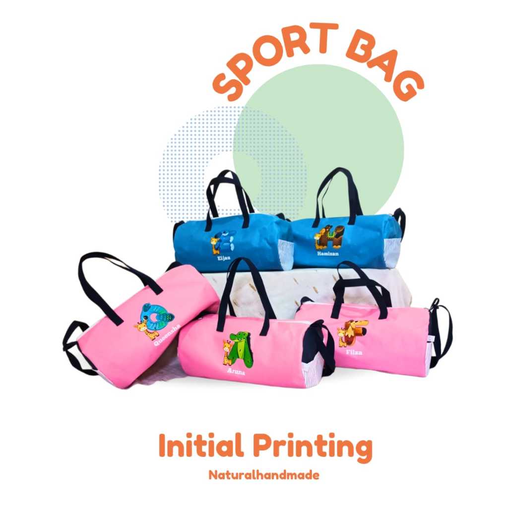 

NaturalHandmade Souvenir Ulang Tahun Kenaikan Kelas Sport bag Inisial Nama Tema Binatang Custom