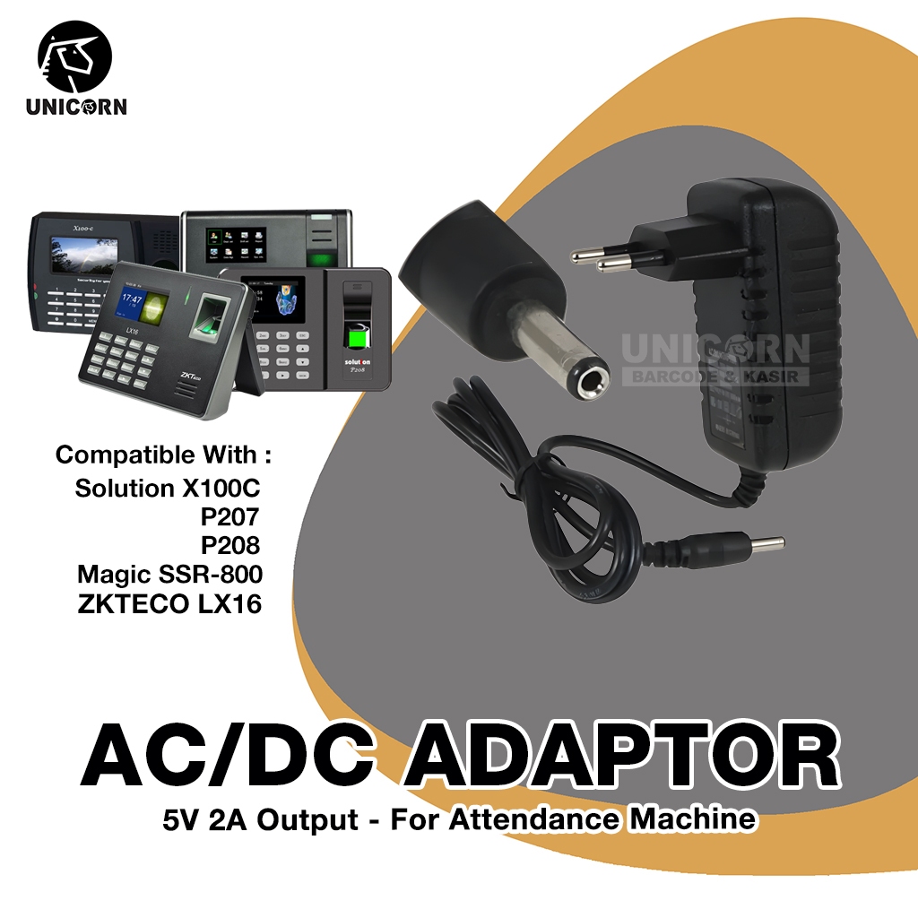 Adaptor Mesin Absensi Fingerprint 5V 2A - Solution X100C X-100C P207 P208 / Magic SSR800 SSR-800 / Z