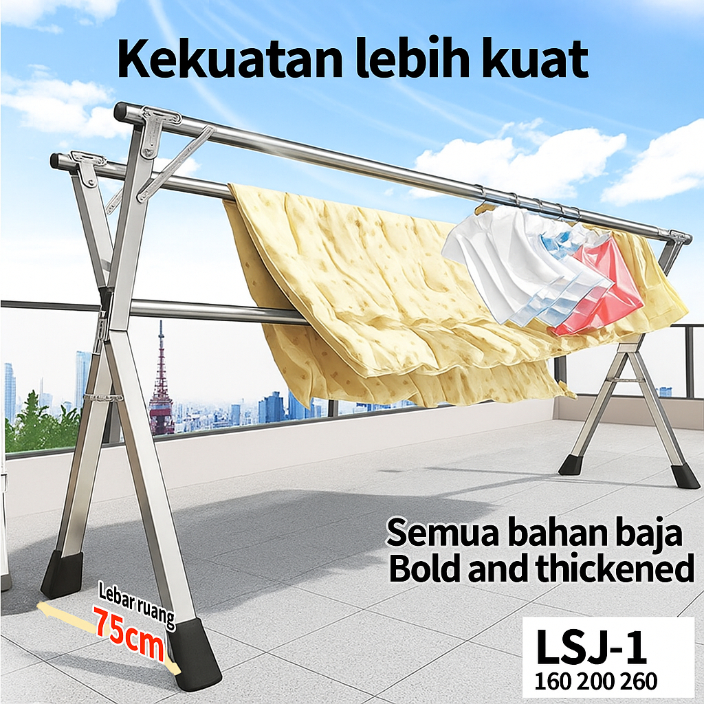 Jemuran Baju Stainless Lipat - Jemuran Baju Portable - Jemuran Baju Stainless - Jemuran Baju Lipat