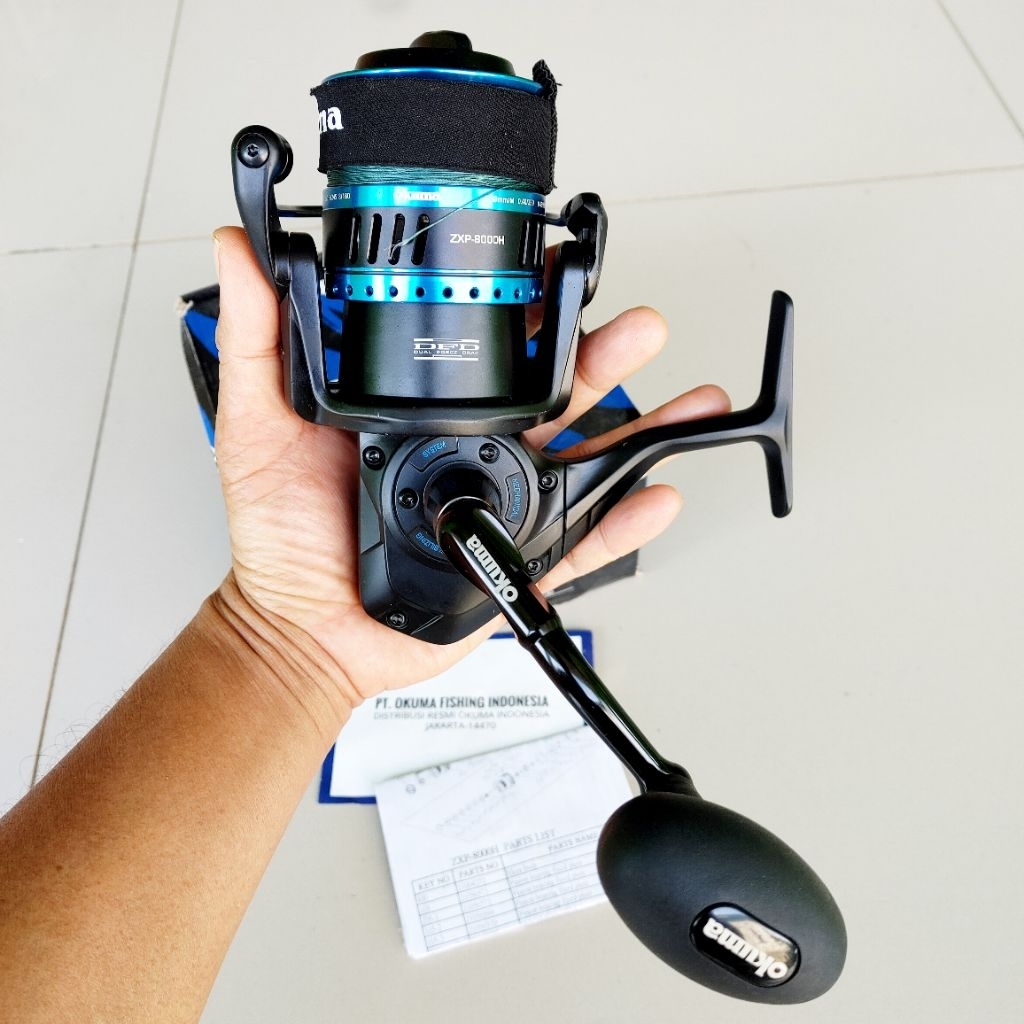 REEL SPINNING OKUMA AZORES 8000H SECOND LIKE NEW/LIKE NEW/REEL SECOND BEKAS/TERISI PE.4 FULL SPOOL
