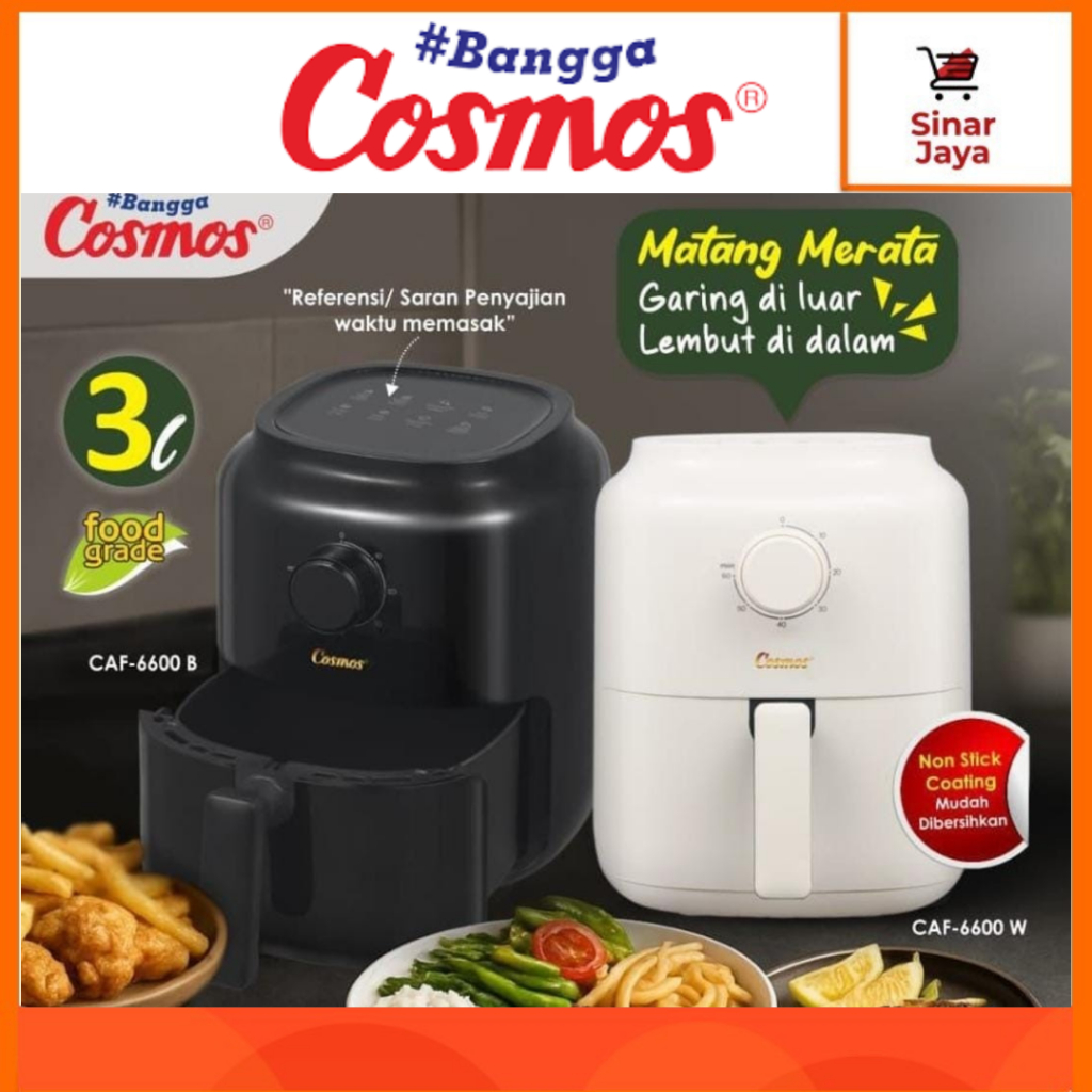 COSMOS CAF-6600 Air Fryer Vanilla Series / Penggoreng Tanpa Minyak 3 Liter, 650 W (Anti Lengket)
