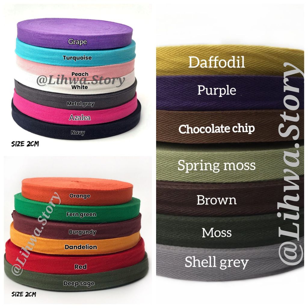 1 ROLL (50 YARD) - TWILL TAPE 2 CM / PITA KATUN TWILL TAPE / TWILL TAPE POLOS / TALI GULING
