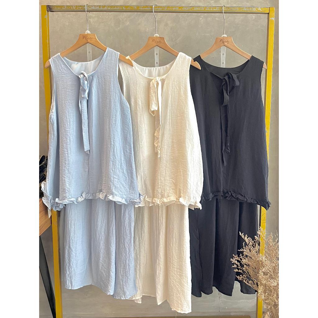 Kalola | One set rok wanita premium import vest tali mewah