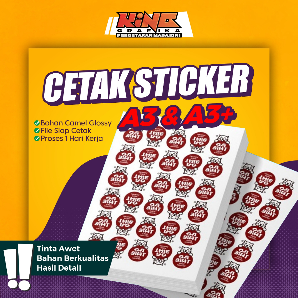 

CETAK STICKER LABEL MAKANAN MINUMAN A3+ TERMURAH GLOSSY BERKUALITAS