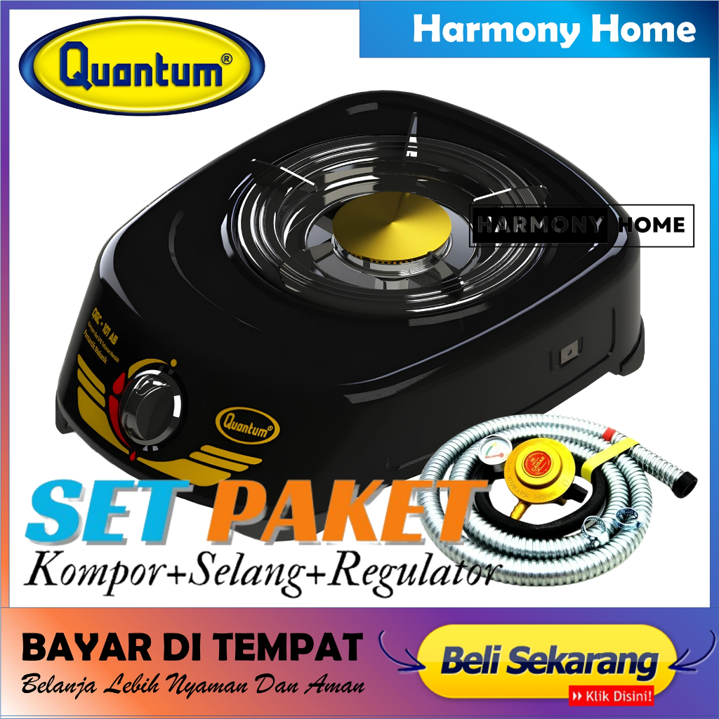 Kompor Gas QUANTUM QGC 101 ABB+Sealang Gas+Regulator Kompor Quantum Burner Kuningan Kompor 1 Tungku