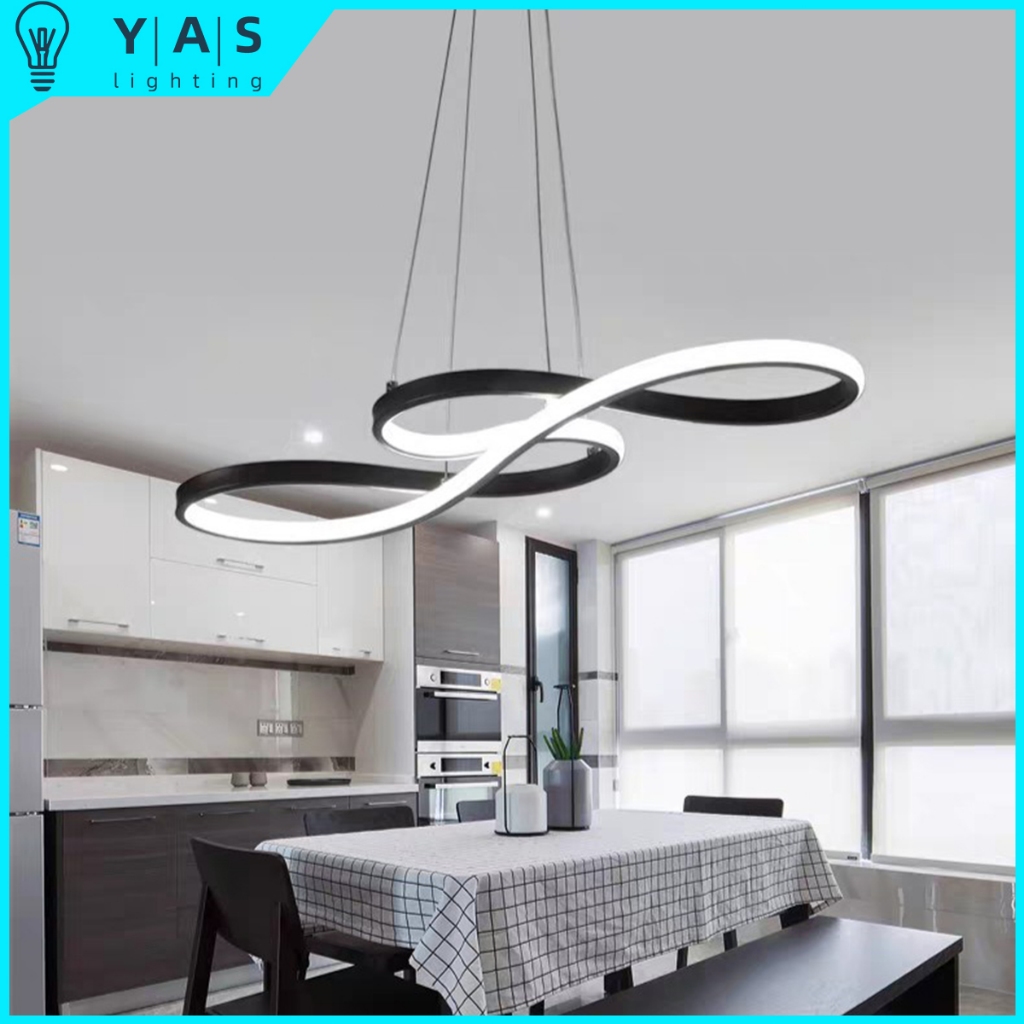 Lampu Ruang Makan LED Modern Lampu Hias Gantung Minimalis Nordic Lampu Gantung Ruang Tamu Emas Hitam