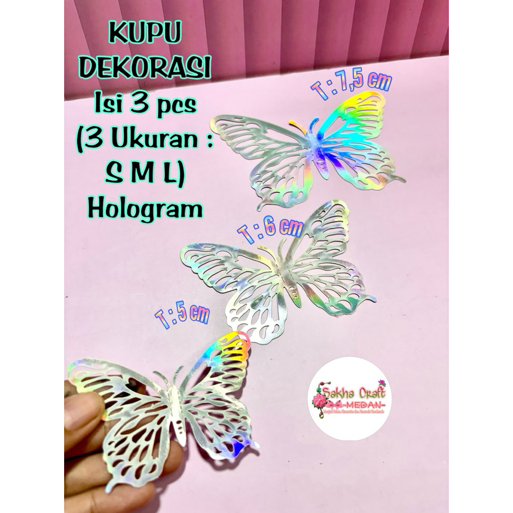 Dekorasi TOPPER KUPU 3D  /dekorasi buket/ kue/aksesoris (Bahan craft Medan)