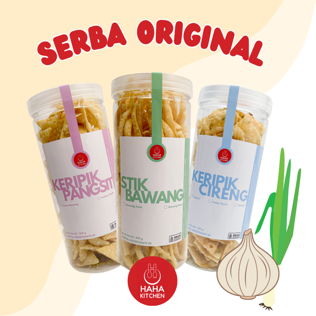 

[BUNDLE] Paket Camilan 3 Macam ORIGINAL Haha Kitchen - Stik Bawang, Pangsit, Cireng Renyah Halal