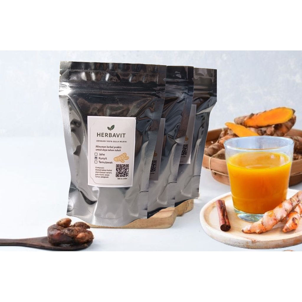 

|1 POUCH | HERBAVIT SERBUK KUNYIT homemade tanpa pengawet, Pereda nyeri menstruasi